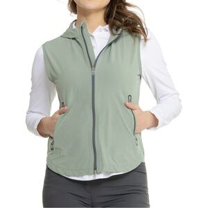 Peter Millar Women's James Flex Adapt Full-Zip Hooded Vest Silverleaf THY Medium